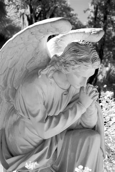 Praying Male Angel Near Infrared Black And White Photograph By Sally