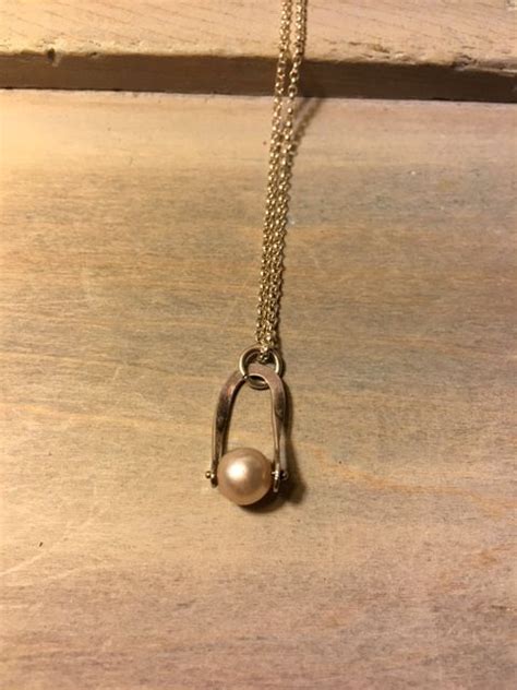 Sterling Silver Horseshoe Necklace With Pearl Drop Silver Horseshoe