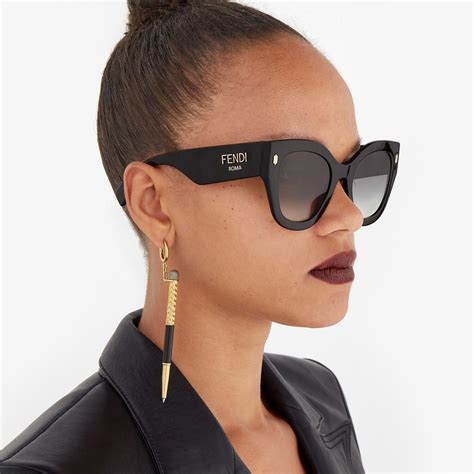 Black Acetate Sunglasses Fendi Roma Fendi In 2021 Womens Glasses Trendy Eyewear Sunglasses