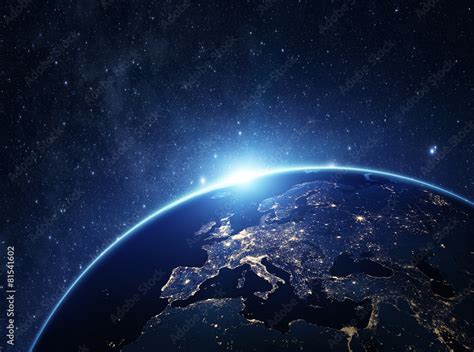 Planet Earth From The Space At Night Stock Photo Adobe Stock