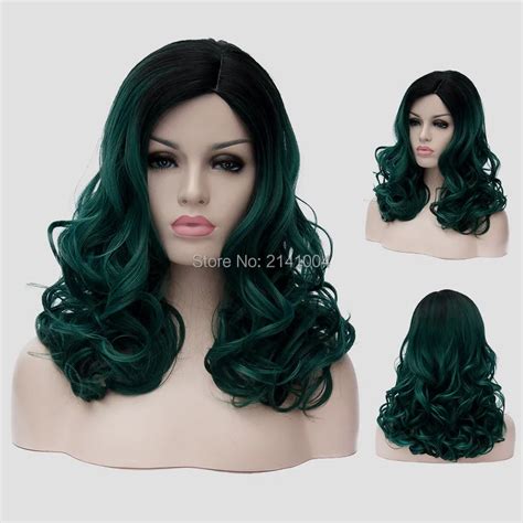 18 Synthetic Hair Wigs Teal Turquoise Black Ombre Dark Green Women