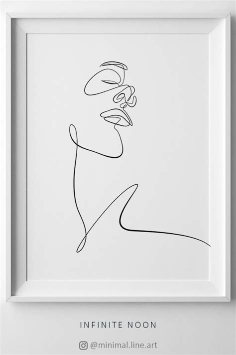 Minimalism Face Sketch Print Printable One Line Drawing Simple Single Line Face Artwork