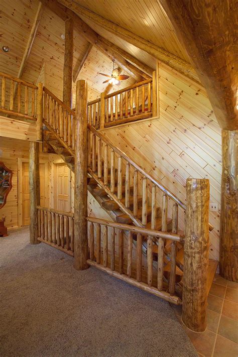 Log Stairs And Log Railings Cedar And Pine Staircases