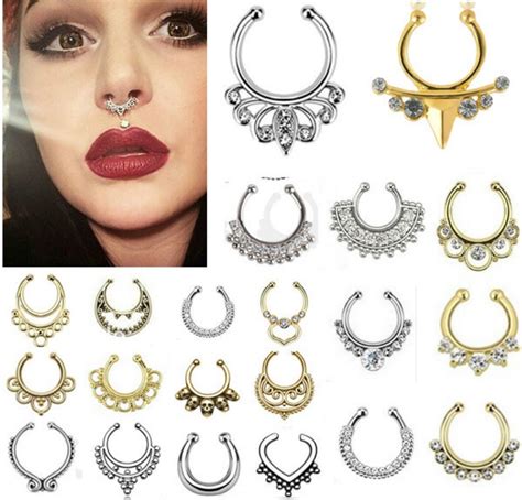 036 Buy Here 2016 New Arrival Alloy Hoop Nose Rings Nasal Septum Perforation Sashimi Fake