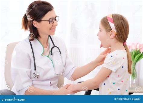 Physician Checking Girls Glands Stock Photo Image Of Exam Health