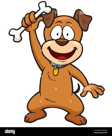 Vector Illustration Of Cartoon Dog Holding Bone Stock Vector Image