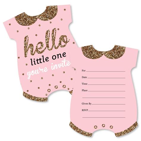 Basicinvite.com makes it painless to instantly customize any design to fit the expecting parents down to the last. Hello Little One - Pink and Gold - Shaped Fill-In Invitations - Girl Baby Shower Invitation ...