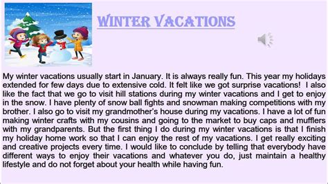 Paragraph Writing On How I Spent My Winter Vacation In Englishhow I