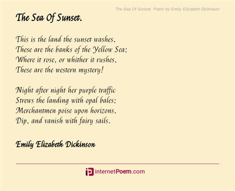 The Sea Of Sunset Poem By Emily Elizabeth Dickinson