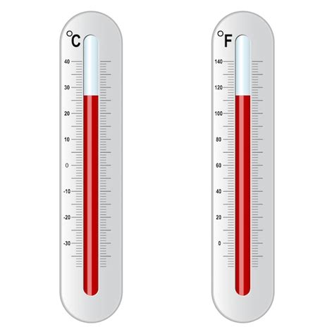 Dos Termómetros Celsius Y Fahrenheit Vector Premium