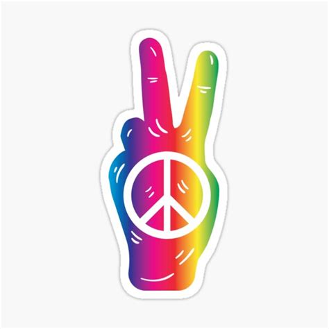 Peace Hand Sign Rainbow Love Hippy Retro 70s 60s Love Freely Groovy