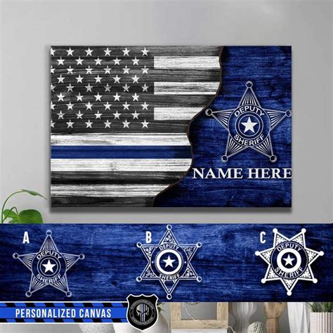 Half Thin Blue Line Flag With Deputy Sheriff Badge Thin Blue Line