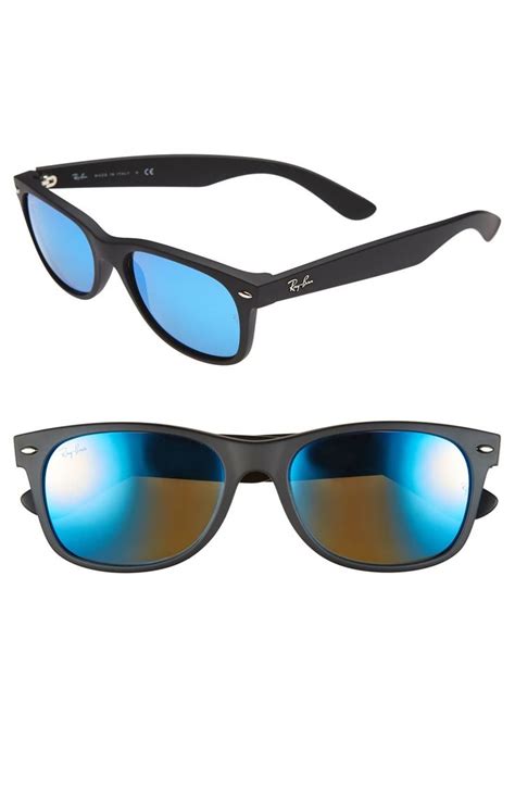Women S Ray Ban New Wayfarer 55mm Sunglasses Black Blue Mirror New Wayfarer Sunglasses