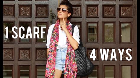 1 Scarf 4 Ways To Style It Summer Challenge Youtube