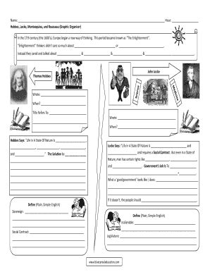 Hobbes Locke Montesquieu And Rousseau Graphic Organizer Fill And