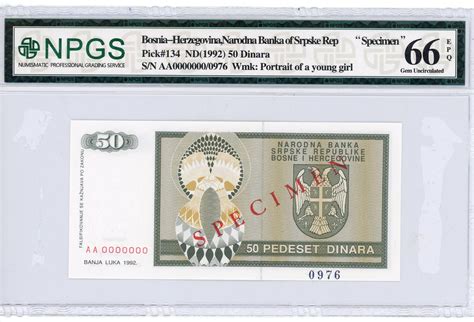 Bosnia And Herzegovina Narodna Banka Of Srpske Rep 50 Dinara 1992 Nd