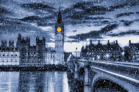 Snowy Big Ben London England I Added A Snow Overlay In Po Flickr