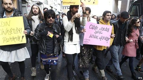 Turkish Men Wear Skirts In Protest Against Violence Towards Women Bbc News