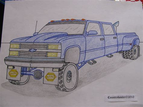 Drawing tutorials, trucks | 0. Jacked Up Old Chevy Turbo Diesel Dually!!! | Jacked up ...