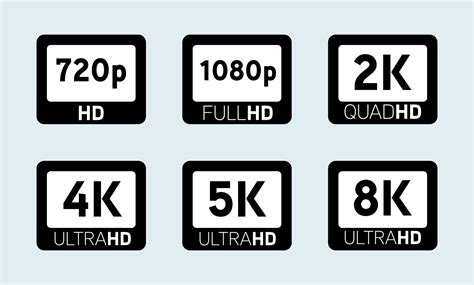 set screen tv with 4k ultra hd video technology icon set of video quality or resolution icons