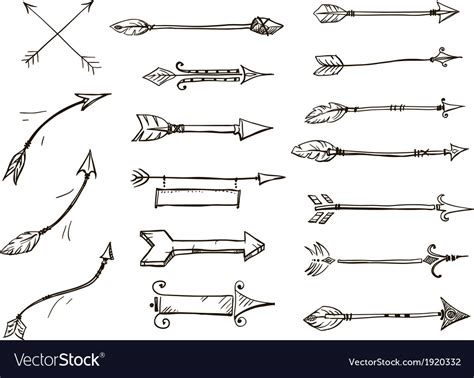 Set Of Doodle Arrows Tribal Style Royalty Free Vector Image
