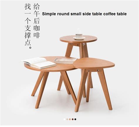 Round coffee table sofa side small night stand end table wooden tray leg consol. Solid Wooden Coffee Table Round Small Table Simple Sofa ...