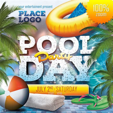 Pool Day Party Poster Template By Fondrakes Graphicriver
