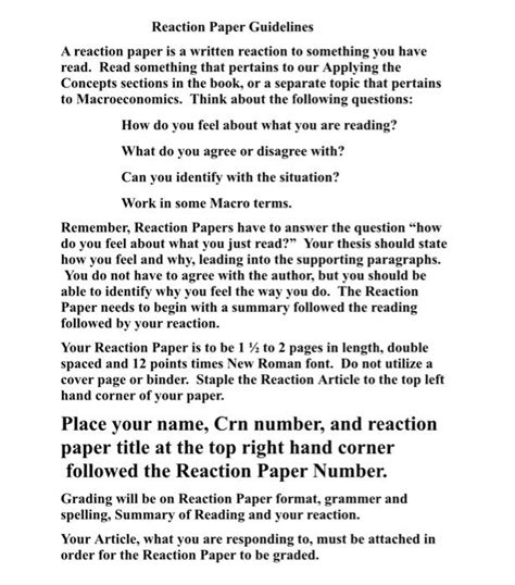 Solved Reaction Paper Guidelines A Reaction Paper Is A