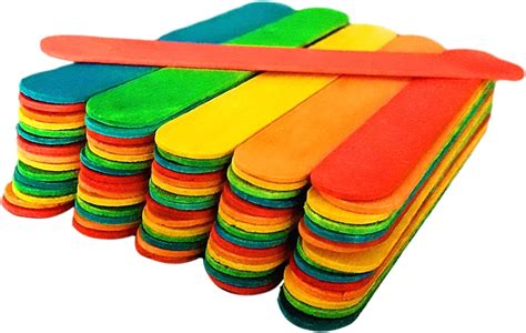 50 Jumbo Wooden Craft Lollipop Sticks Colours Mixed 150mm X 19mm