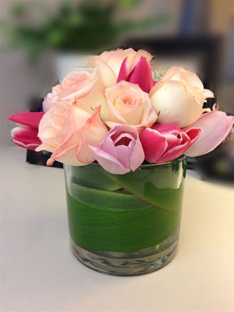 A Simple Inexpensive And Elegant Arrangement Made With Pink And Blush Roses  Flower