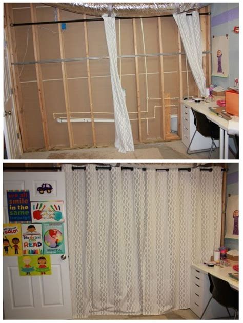 12 responses to basement craft room: Use curtains to transform basement walls in an unfinished ...