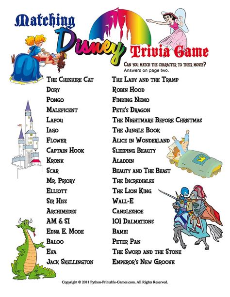 Free esl printable grammar worksheets, vocabulary worksheets, flascard worksheets. Disney Trivia Match Game: Oscar Party Games! | Disney ...
