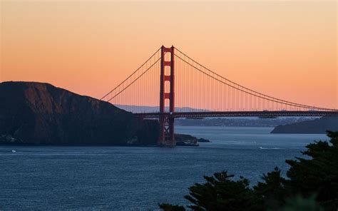 Download Wallpaper 1680x1050 Golden Gate Bridge Water Sunset
