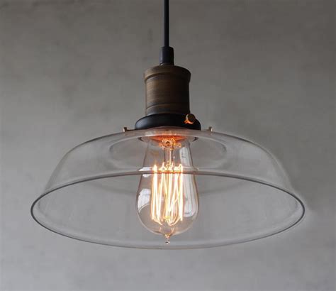 Retro Industrial Pendant Light With Glass Shade Industrial Pendant