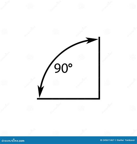 90 Degrees Angle Vector Icon Right Angle Symbol With Arrow Isolated
