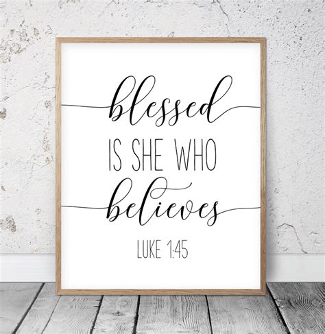 Blessed Is She Who Has Believed Luke 145 Christian Wall Etsy