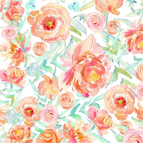 Blue gray poppy pattern by lindsay brackeen | blue grey poppy poppies pods flowers floral watercolor pattern surface design repeat textiles fabric. Peach Peony Watercolor Wallpaper - KristyRice.com