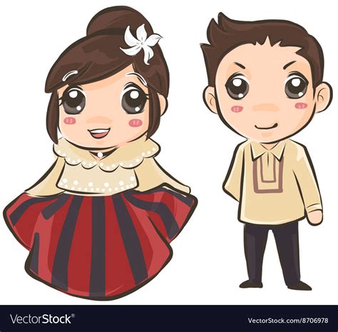 Couple Wearing Philippines Traditional Costume Vector Image