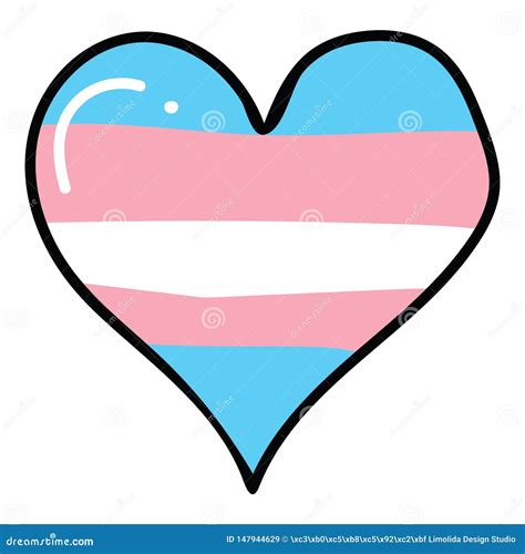 Cute Transgender Heart Cartoon Illustration Motif Set Hand Drawn Isolated Pride Flag Elements