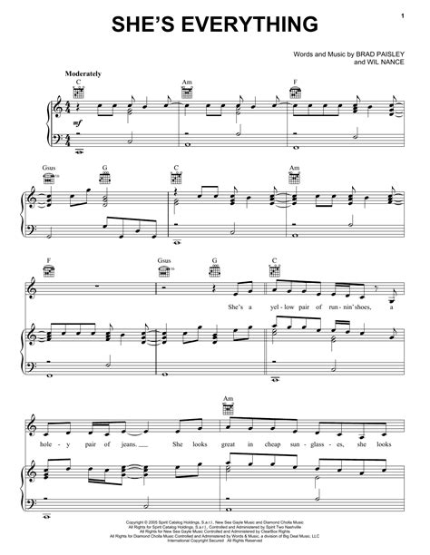 Brad Paisley Shes Everything Sheet Music Notes Download Printable
