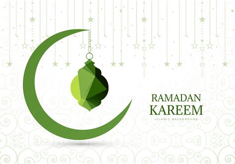Green Crescent Moon Ramadan Greeting Background 1053709 Vector Art At