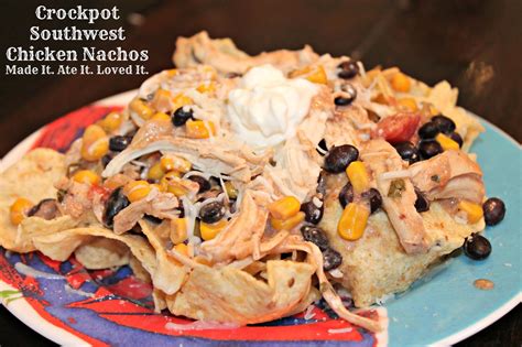 Drain off some of the liquid so that the shredded chicken won't be watery. Crockpot Southwest Chicken Nachos - Made It. Ate It. Loved It.