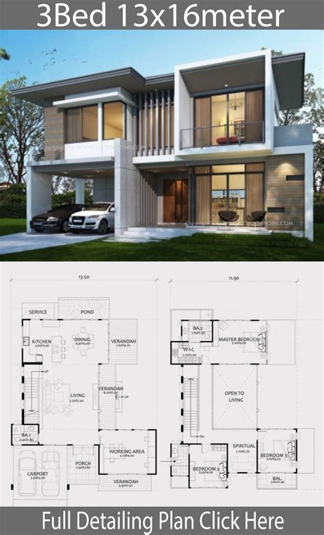 Home Design 10x16m With 3 Bedrooms Home Design With Plansearch 11b