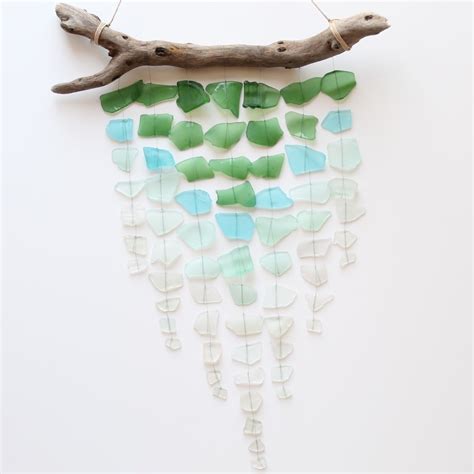 Custom Made Sea Glass And Driftwood Mobile By The Rubbish Revival