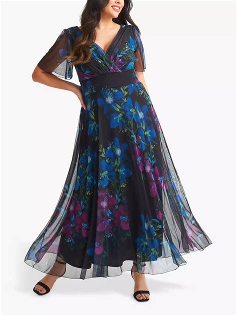 Scarlett And Jo Isabelle Floral Print Float Sleeve Maxi Dress Black Purple At John Lewis And Partners