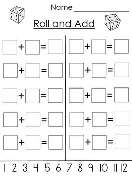 Roll and Add Sheets (Differentiated) by Mrs Aoto | TpT