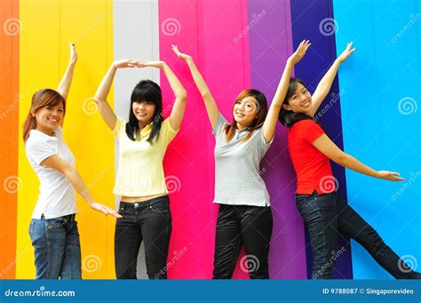 Group Of Chinese Asian Girls Having Fun Together Stock Image Image Of