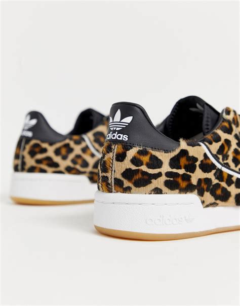 Adidas Originals Leather Continental 80s Trainers Leopard Print Pony