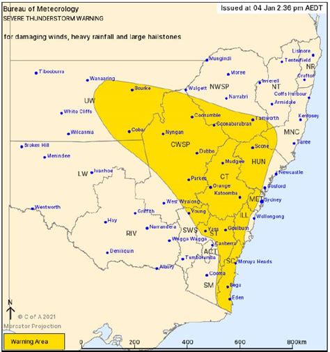 Tamworth And Gunnedah Weather Severe Thunderstorm Warning Issued By Bureau Of Meteorology On