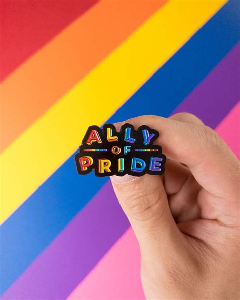 Ally Lgbt Pride Pin Minimalist Pride Lgbt Rainbow Ally Badge Etsy